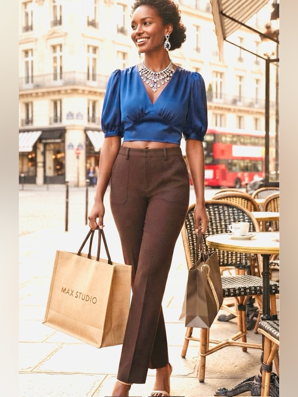 Max Studio Brown Straight-Leg